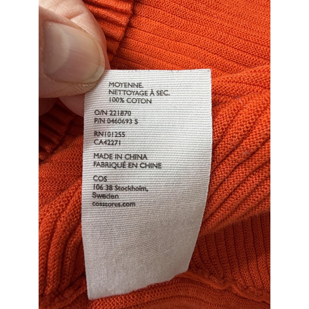 COS Women's Large Orange Ribbed Mock Neck Cotton Sweater Pullover Minimalist‎ - Picture 11 of 12